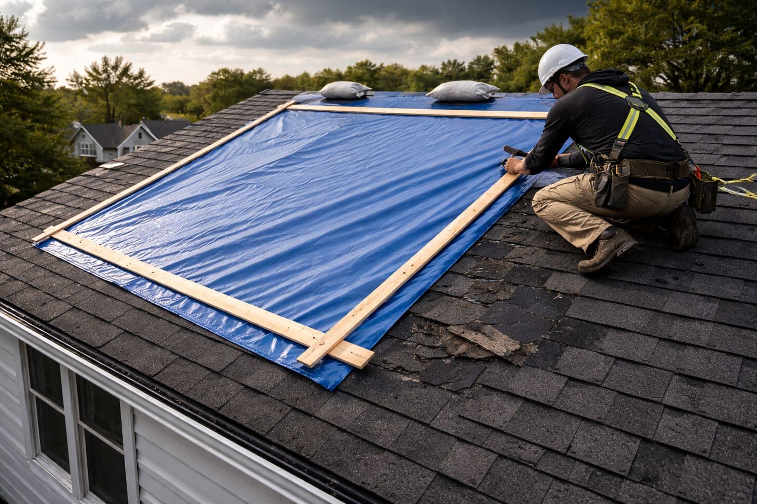 Emergency tarp by Roxaco Roofing
